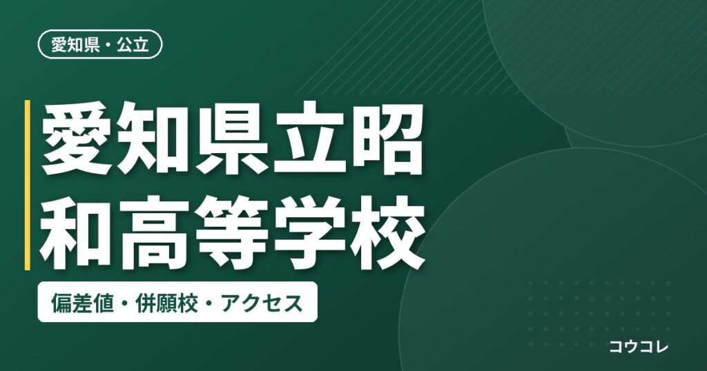 愛知県立昭和高等学校の偏差値・併願校・アクセス