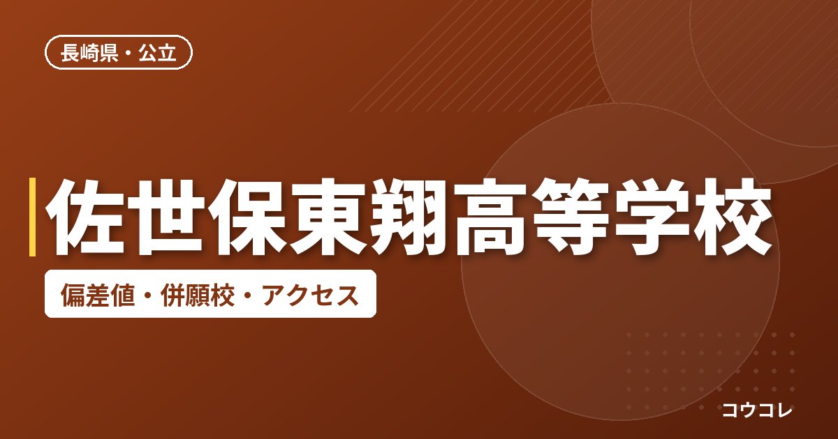 佐世保東翔高等学校の偏差値・併願校・アクセス