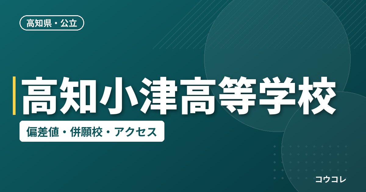 高知小津高等学校の偏差値・併願校・アクセス
