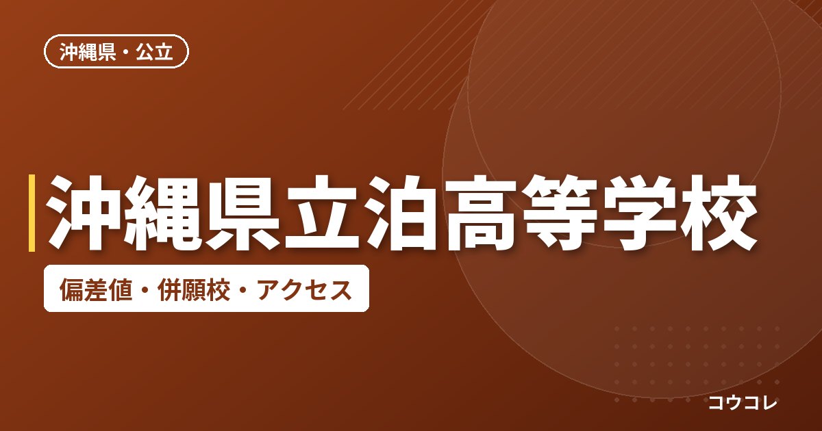 沖縄県立泊高等学校の偏差値・併願校・アクセス