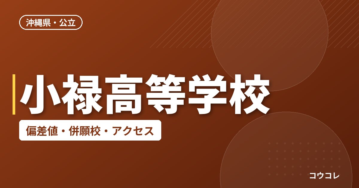 小禄高等学校の偏差値・併願校・アクセス