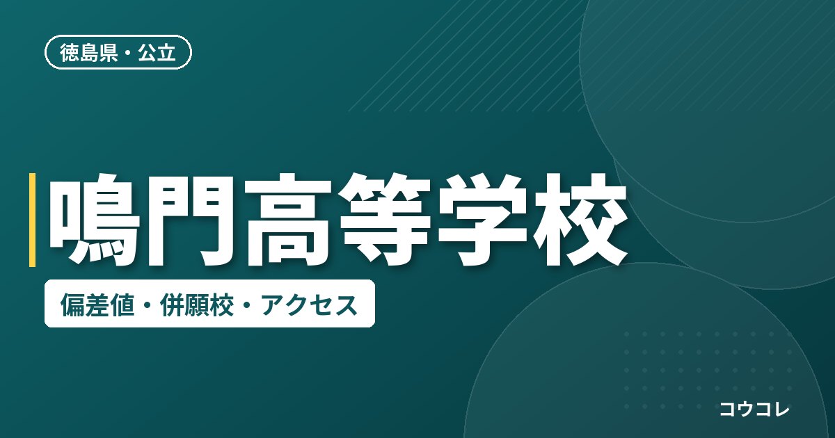 鳴門高等学校の偏差値・併願校・アクセス