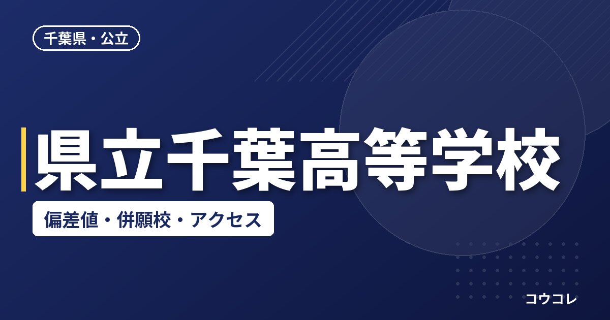 県立千葉高等学校の偏差値・併願校・アクセス
