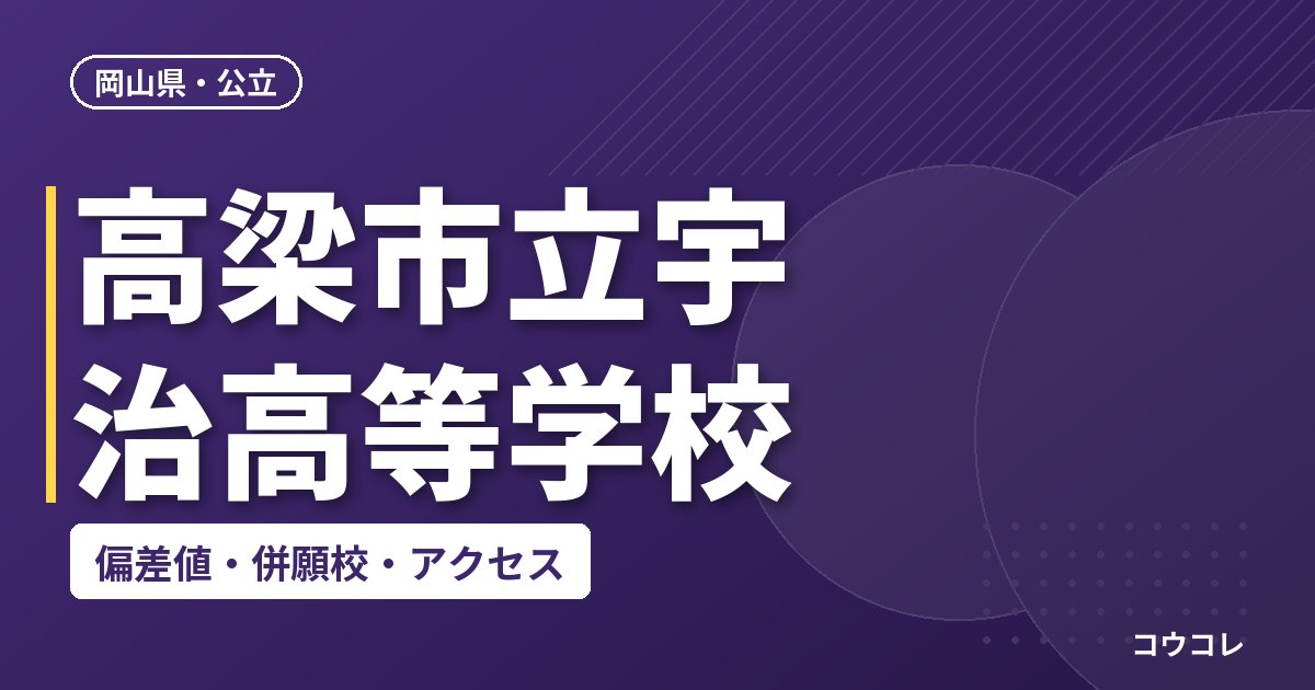 高梁市立宇治高等学校の偏差値・併願校・アクセス