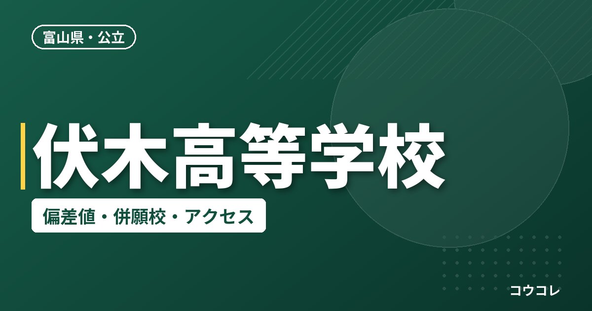 伏木高等学校の偏差値・併願校・アクセス