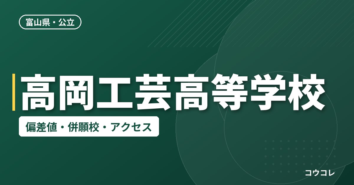 高岡工芸高等学校の偏差値・併願校・アクセス