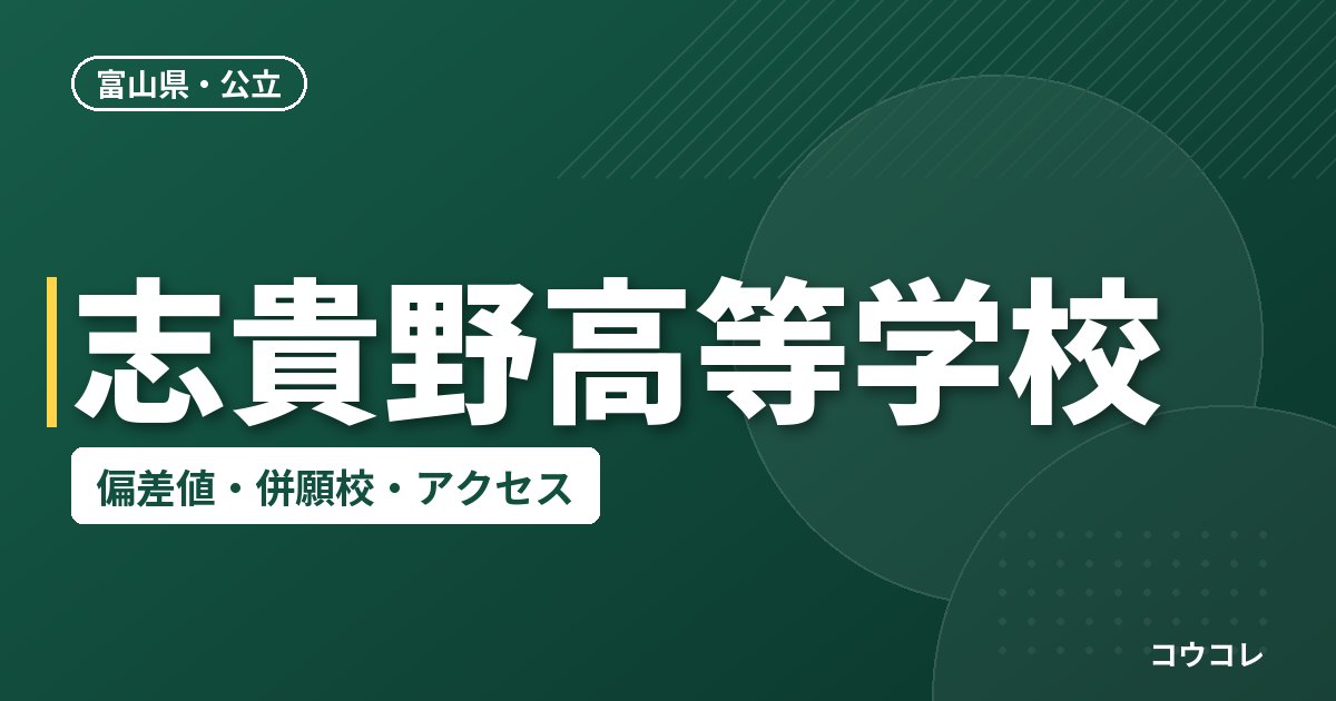 志貴野高等学校の偏差値・併願校・アクセス