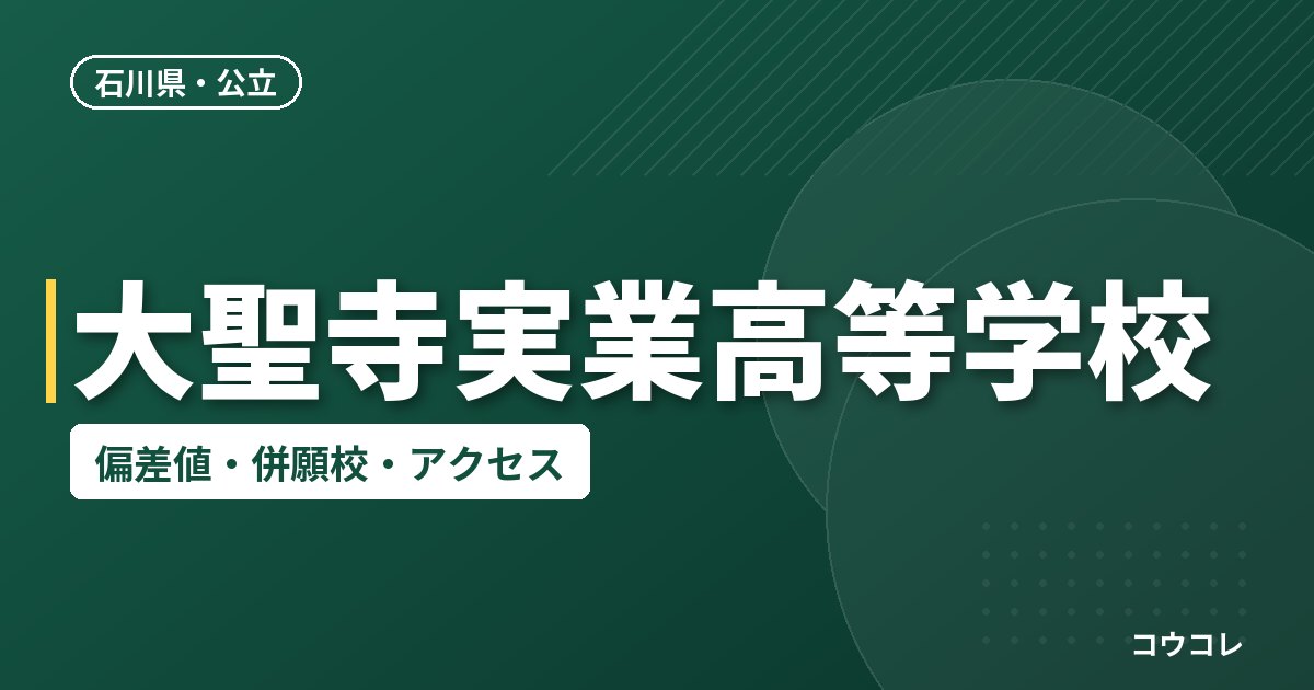 大聖寺実業高等学校の偏差値・併願校・アクセス