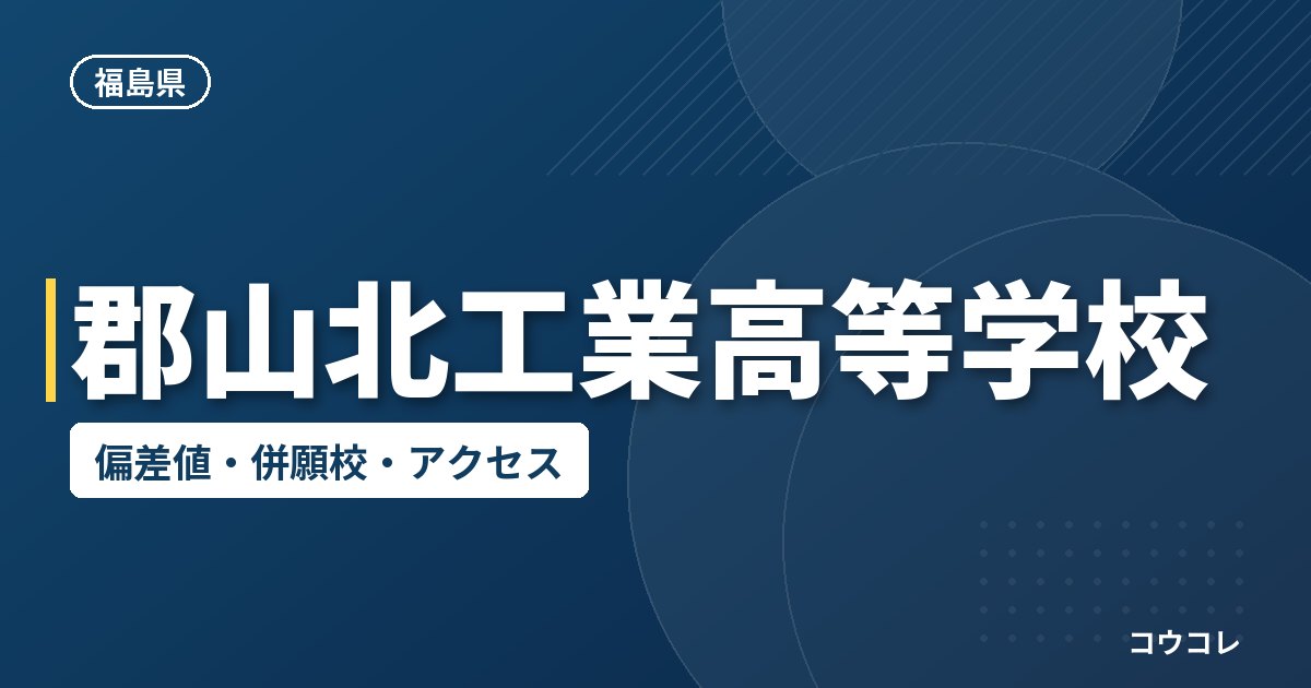 郡山北工業高等学校の偏差値・併願校・アクセス