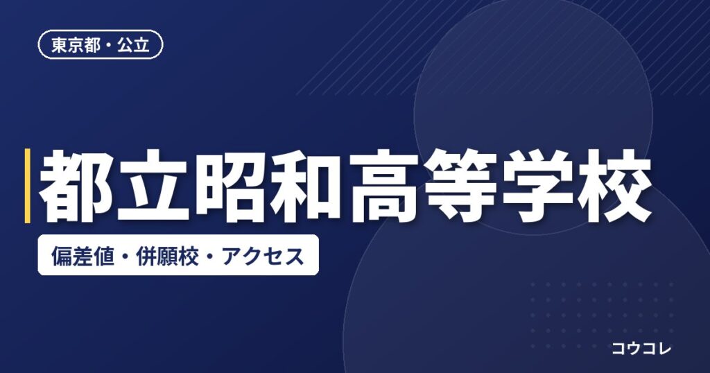 都立昭和高等学校の偏差値・併願校・アクセス