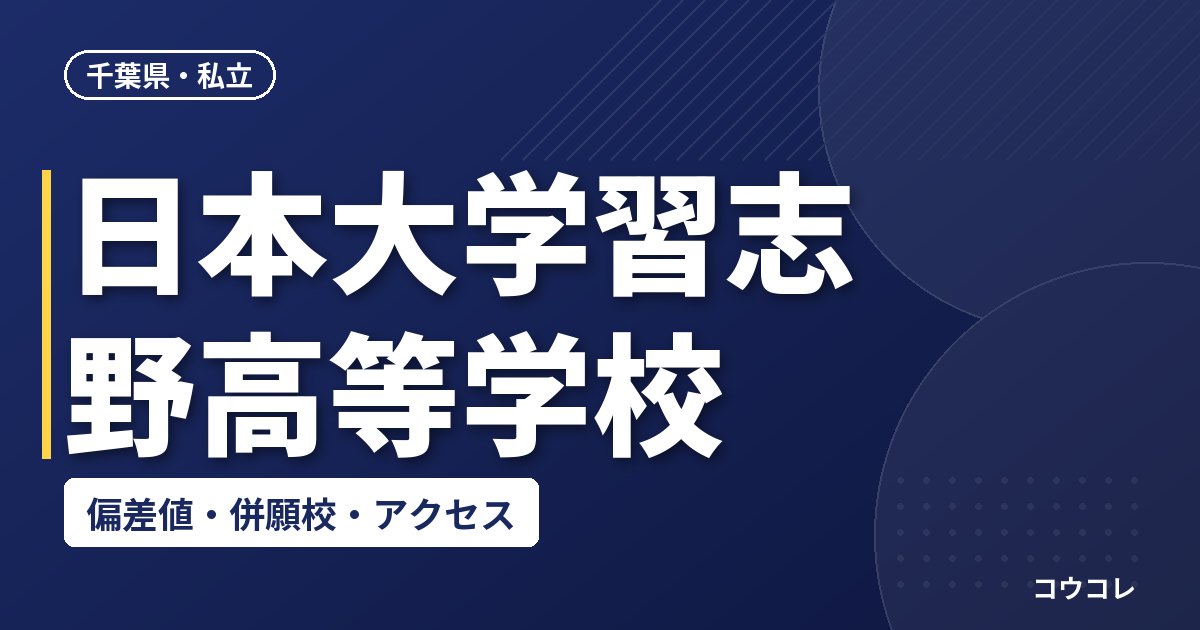 日本大学習志野高等学校の偏差値・併願校・アクセス