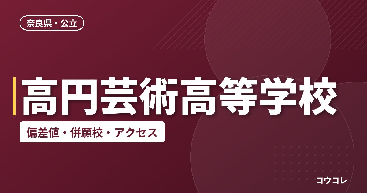 高円芸術高等学校の偏差値・併願校・アクセス