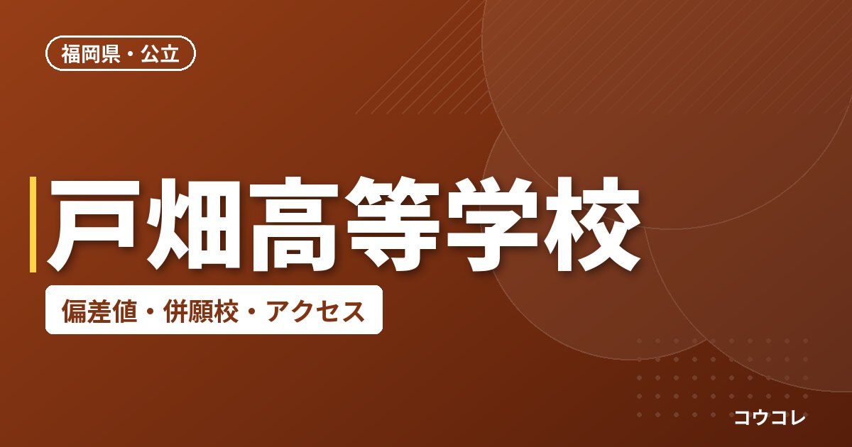 戸畑高等学校の偏差値・併願校・アクセス