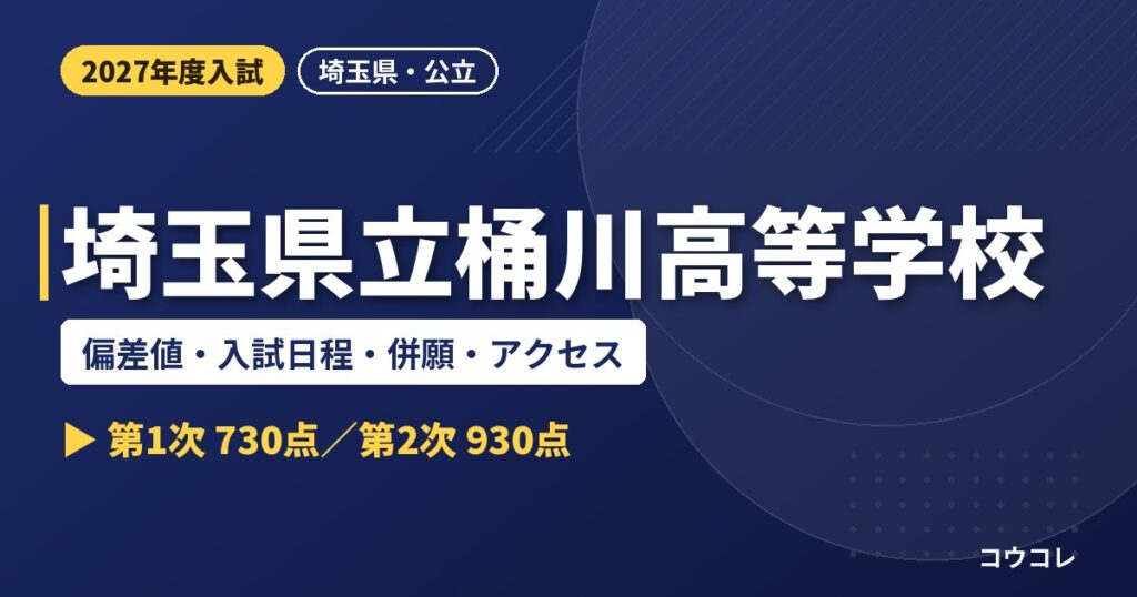 埼玉県立桶川高等学校の偏差値・入試日程・併願・アクセス｜2027年度入試