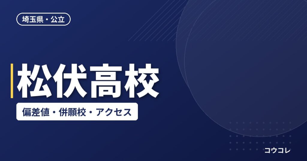 松伏高校の偏差値・併願校・アクセス(2026-2027)
