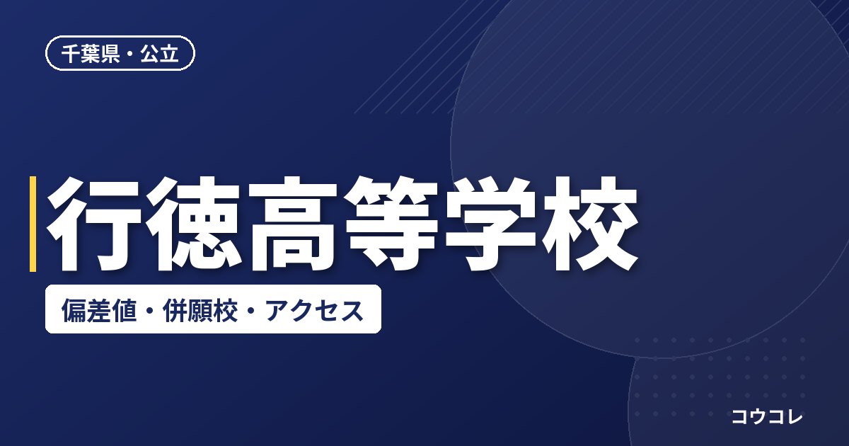 行徳高等学校の偏差値・併願校・アクセス