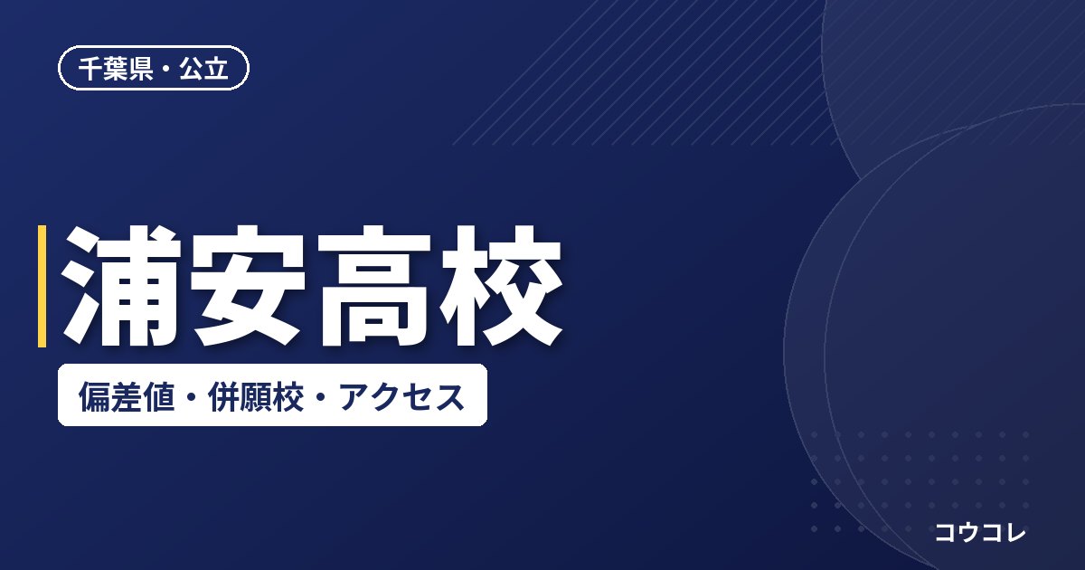 浦安高校の偏差値・併願校・アクセス(2026-2027)