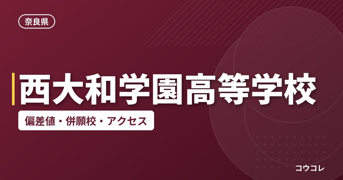 西大和学園高等学校の偏差値・併願校・アクセス