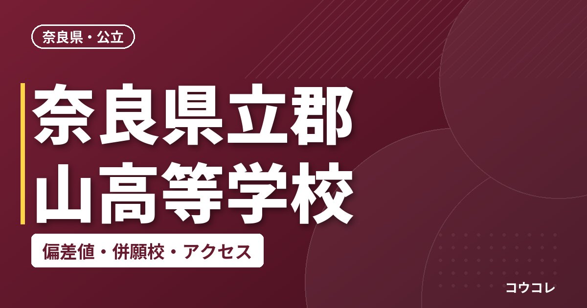 奈良県立郡山高等学校の偏差値・併願校・アクセス