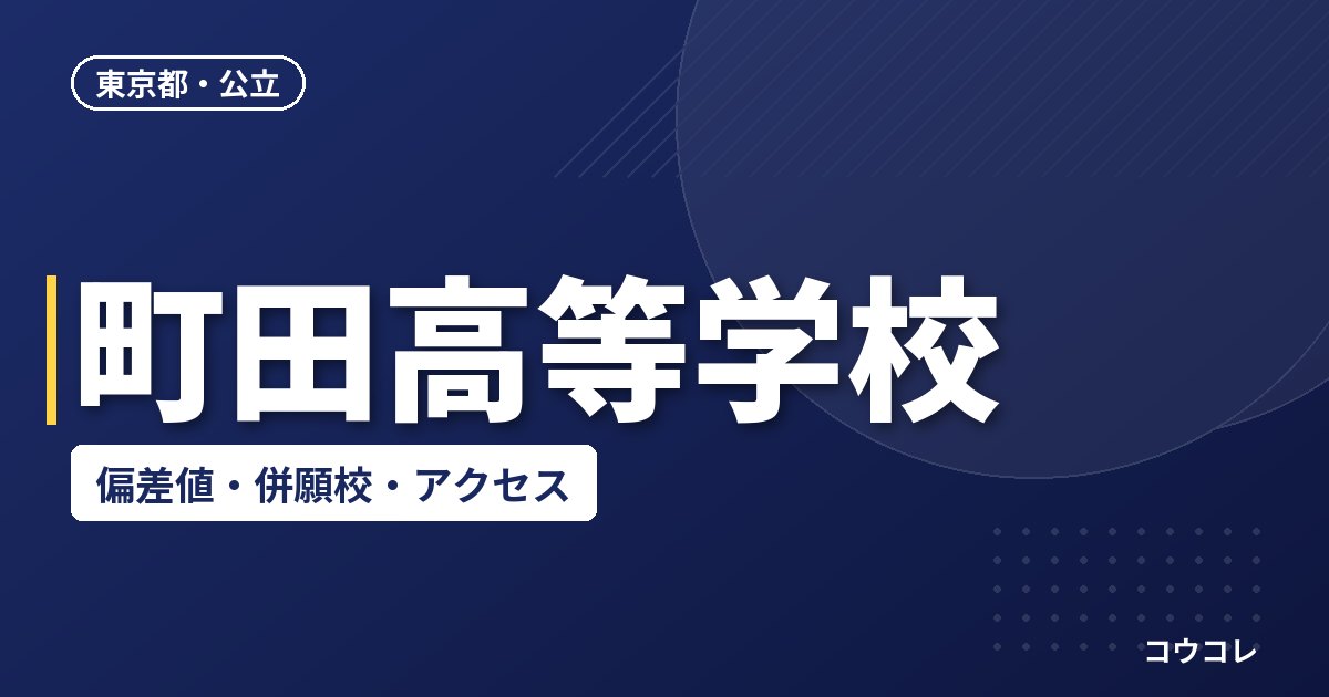 町田高等学校の偏差値・併願校・アクセス