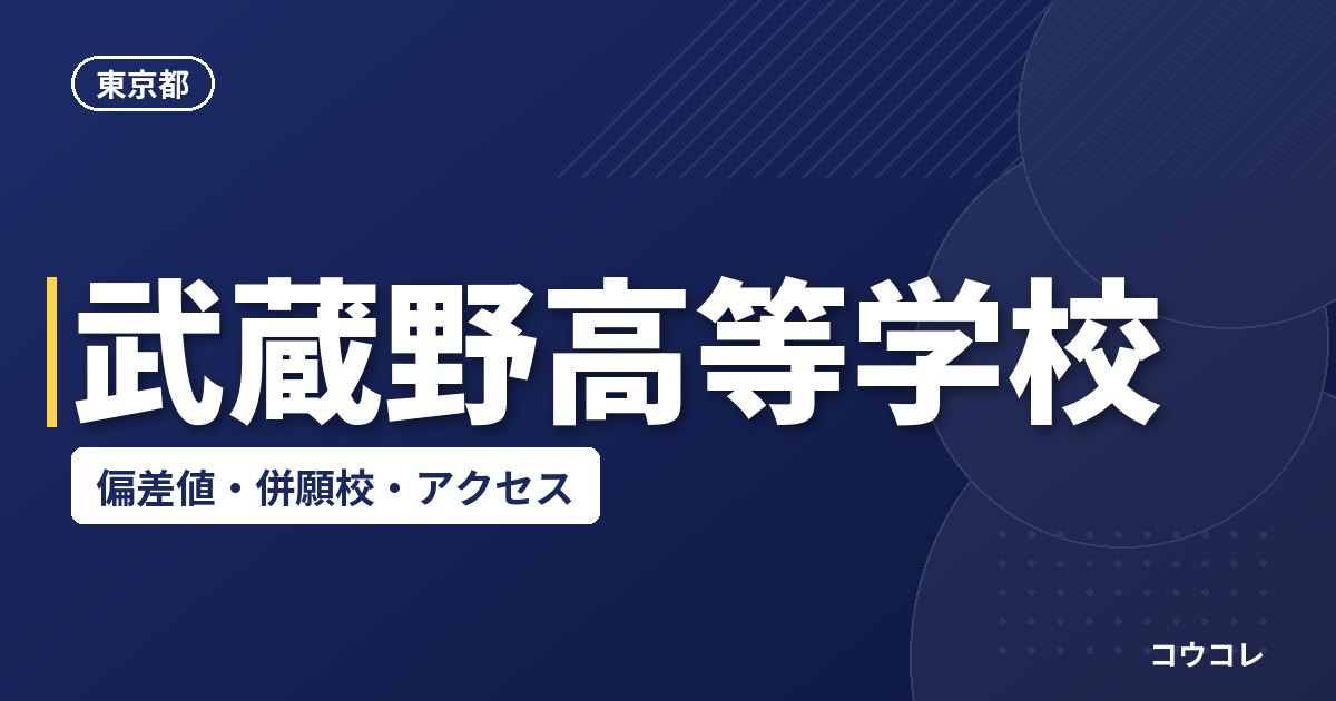 武蔵野高等学校の偏差値・併願校・アクセス