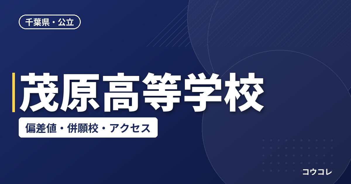 茂原高等学校の偏差値・併願校・アクセス