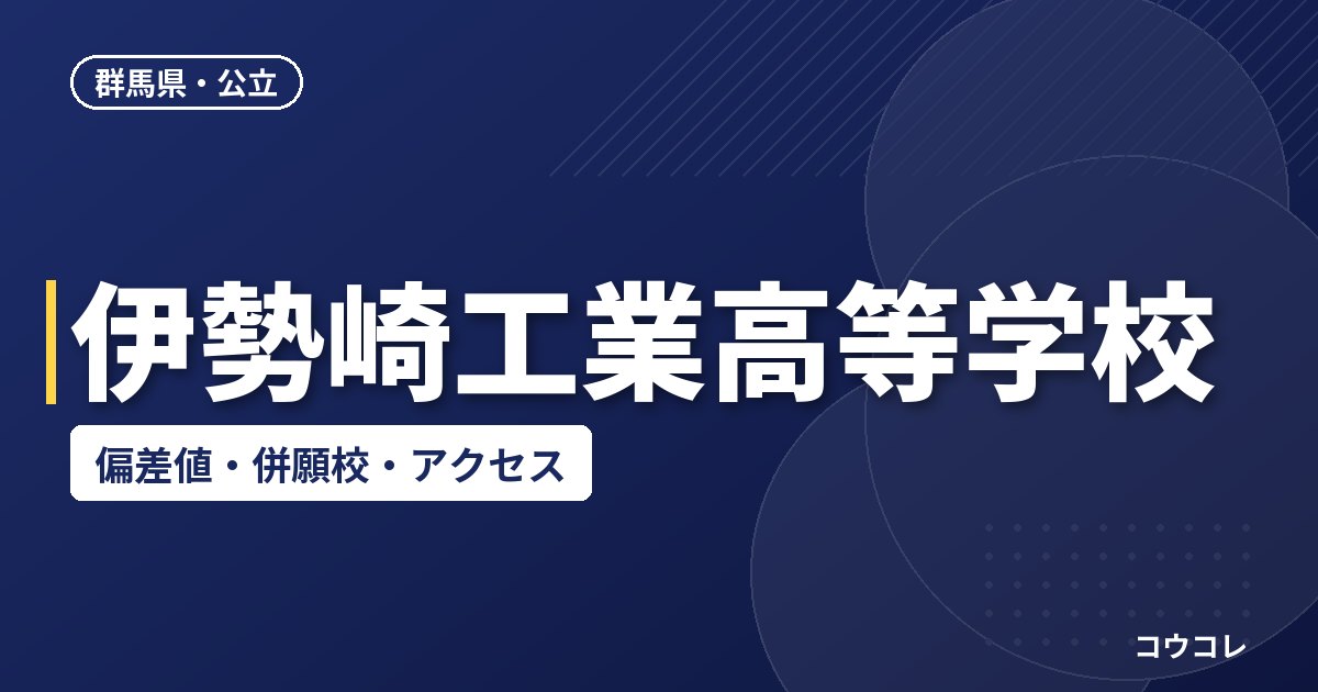伊勢崎工業高等学校の偏差値・併願校・アクセス