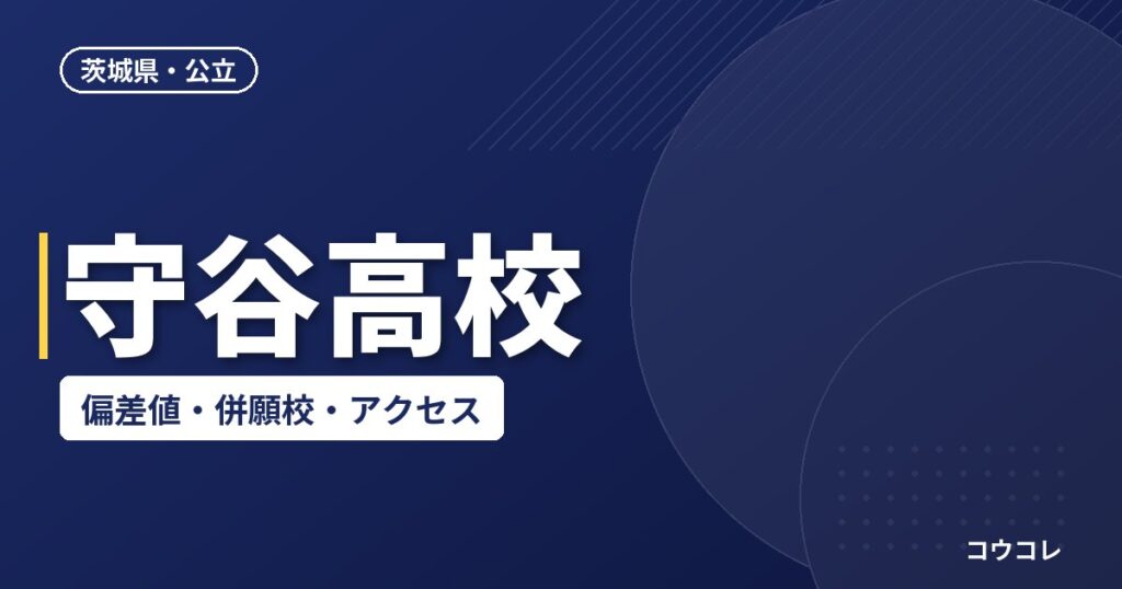 守谷高校の偏差値・併願校・アクセス(2026-2027)