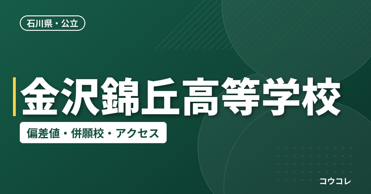 金沢錦丘高等学校の偏差値・併願校・アクセス