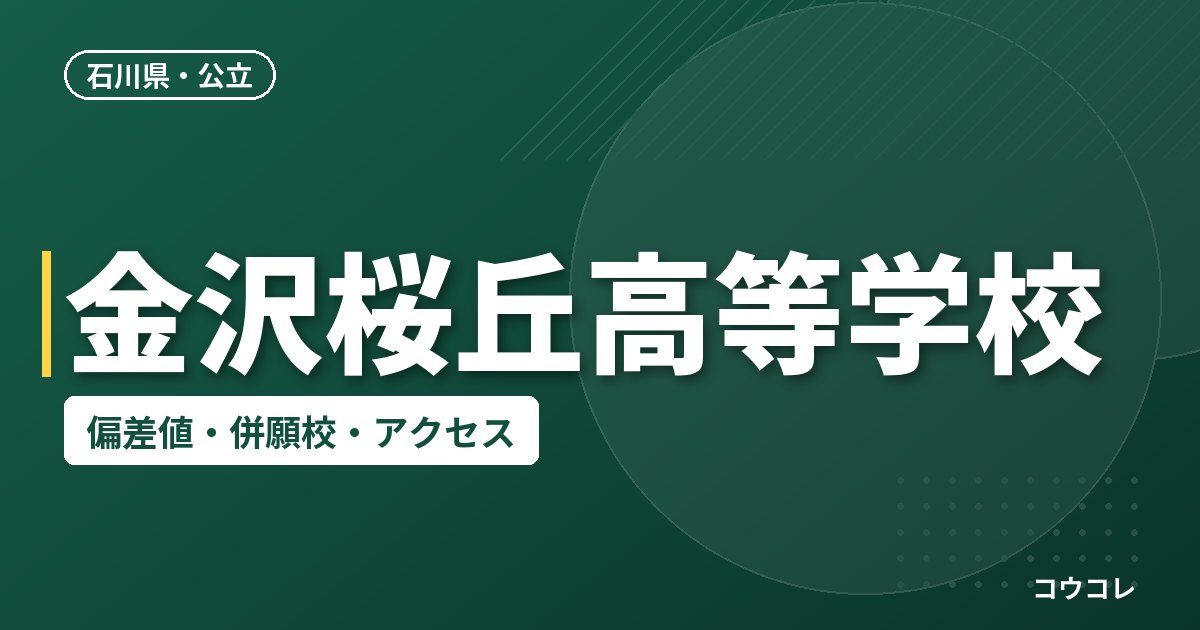 金沢桜丘高等学校の偏差値・併願校・アクセス