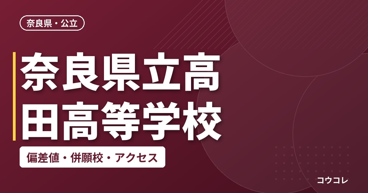 奈良県立高田高等学校の偏差値・併願校・アクセス