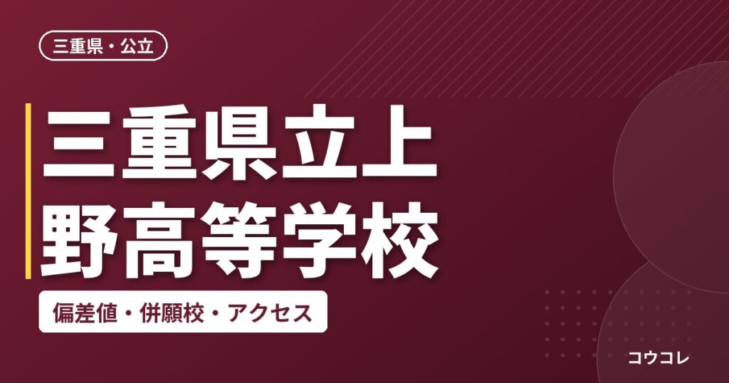 三重県立上野高等学校の偏差値・併願校・アクセス
